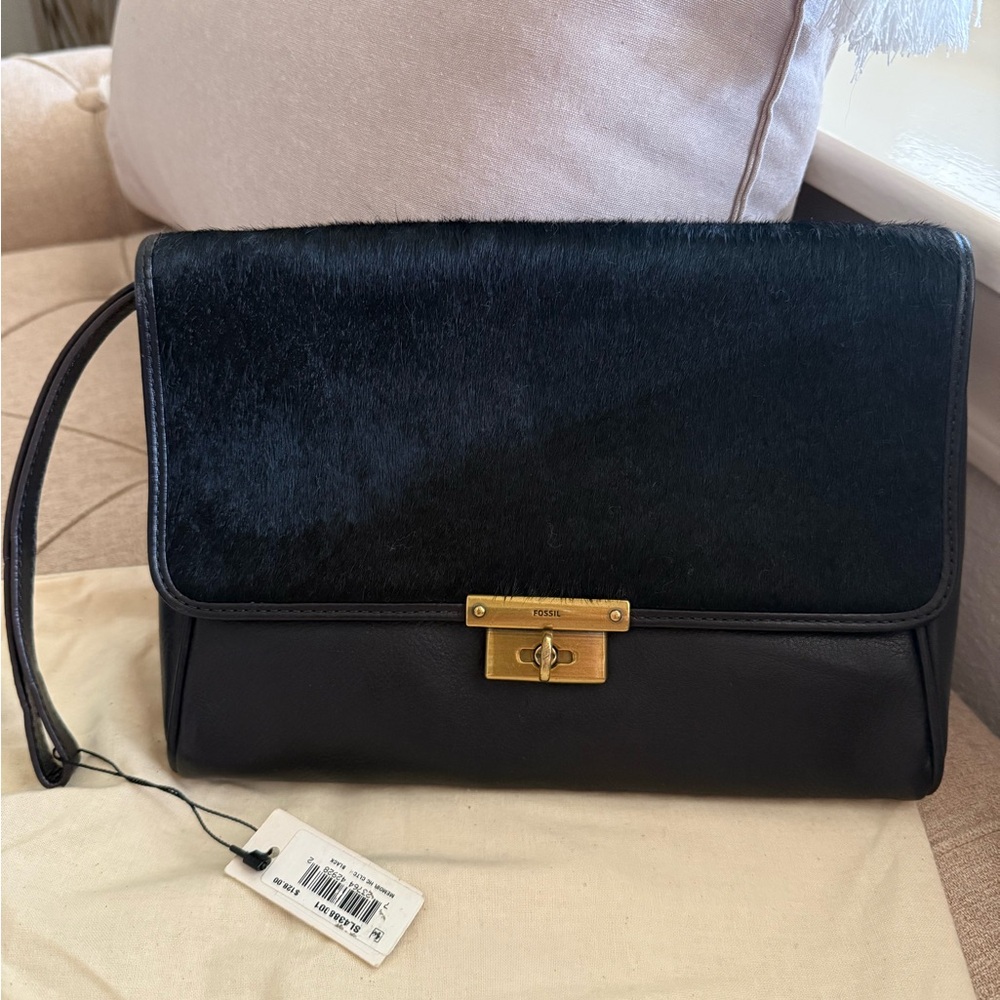 Black Leather Clutch Bag
